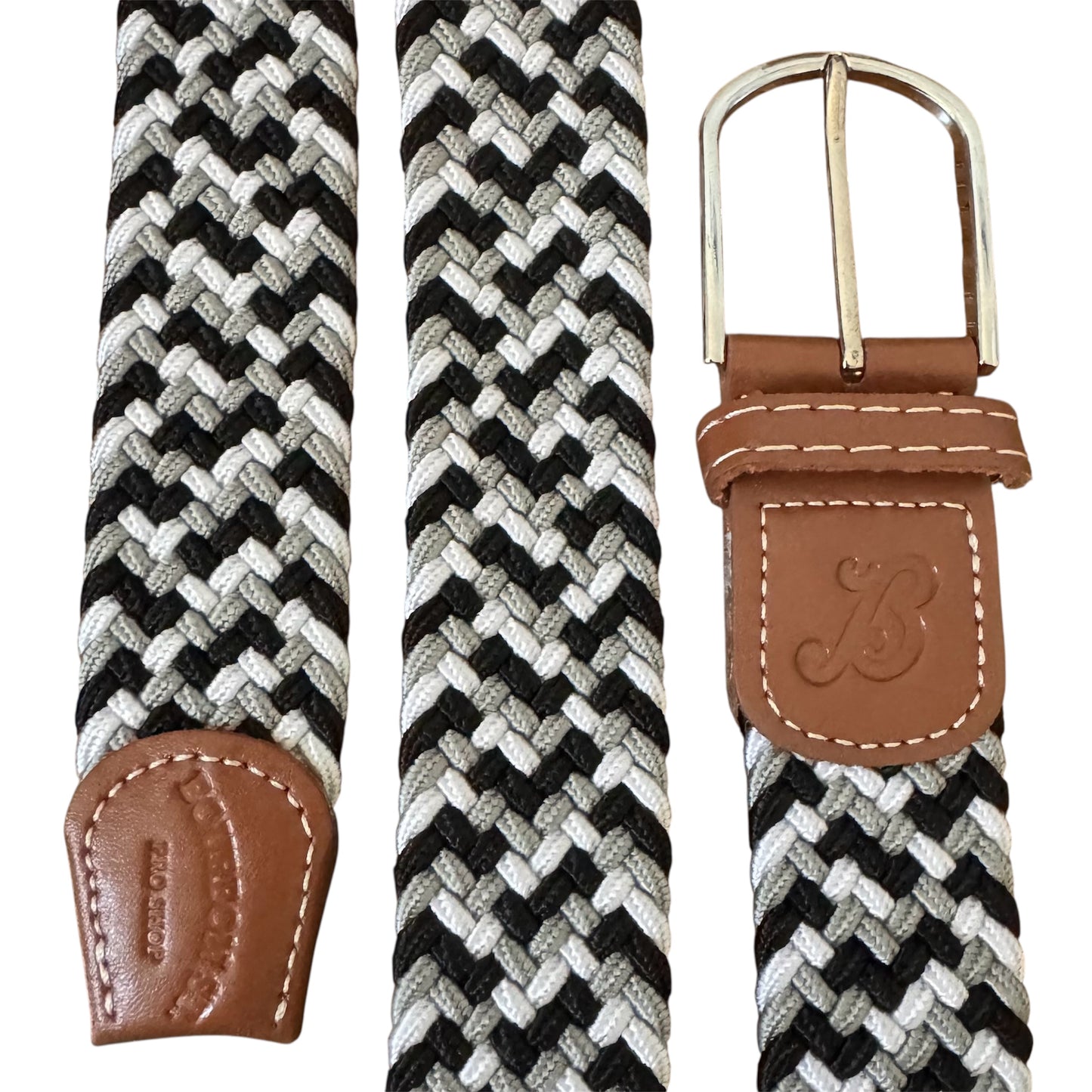 Braided Belt - Grey/White/Black