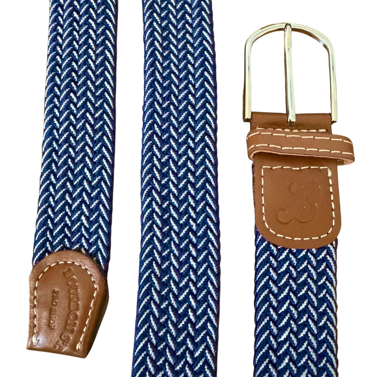 Braided Belt - Navy/White