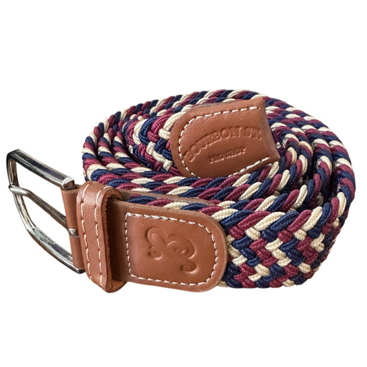 Braided Belt - Maroon/Navy/Cream